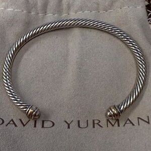 CLASSIC CABLE cuff  SZ Medium 
Sterling Silver w18K Yellow Gold, 4mm NEW Auth